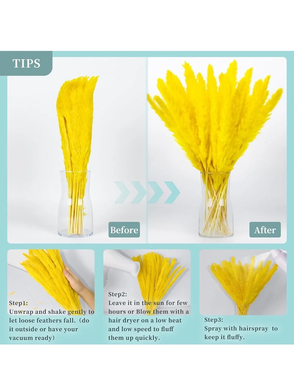 Colorful Dried Pampas Grass Stems – Multicolor Home Accent